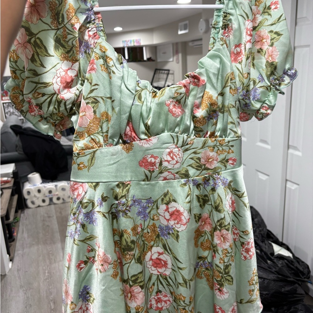 Charlotte Russe Green Floral Mini Dress
